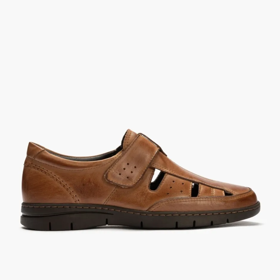 sandalia_piel_hombre__mar_2.webp Calzaro Sandalias | Sandalia Piel Hombre 4030 Marrón Claro Velcro