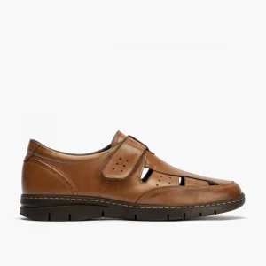 Calzaro Sandalias | Sandalia Piel Hombre 4030 Marrón Claro Velcro