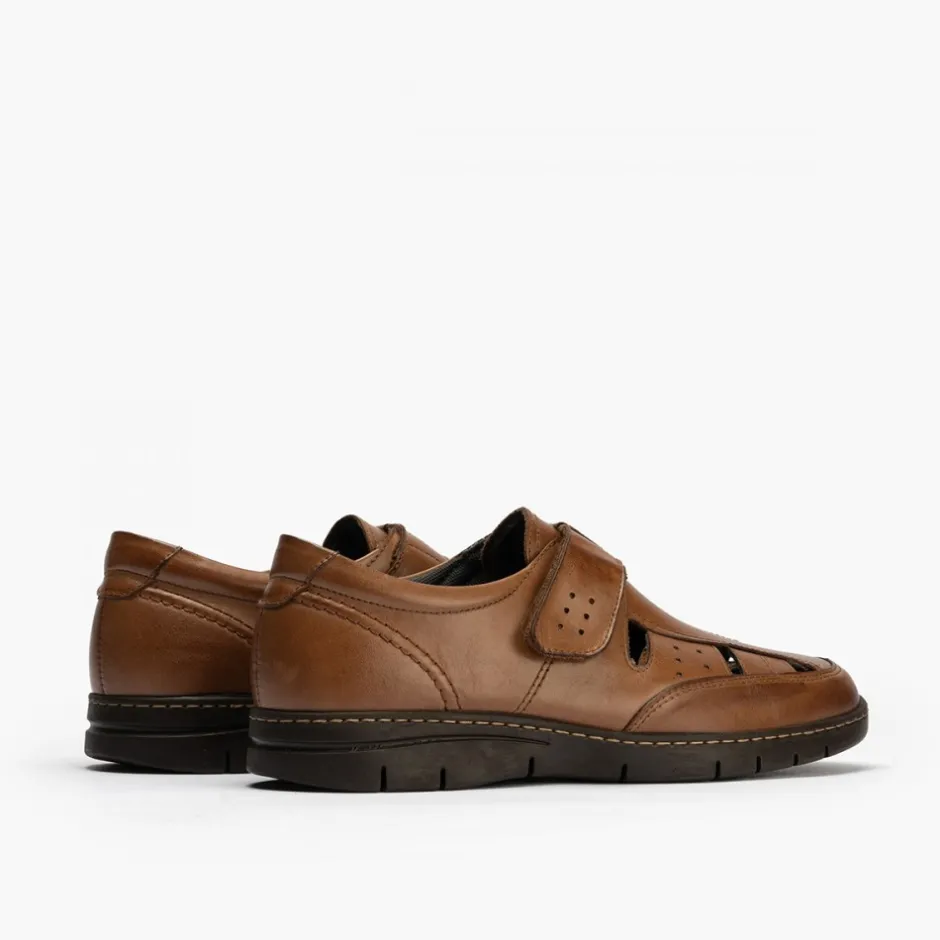 sandalia_piel_hombre__mar_7.webp Calzaro Sandalias | Sandalia Piel Hombre 4030 Marrón Claro Velcro