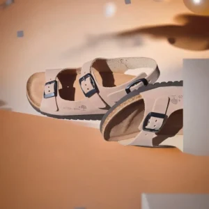 Calzaro Sandalias Bios | Sandalia Plana 7112 Beige 3 Hebillas.