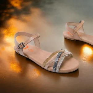 Calzaro Sandalias | Sandalia Plana 2910 Con Brillantes Taupe Alba.