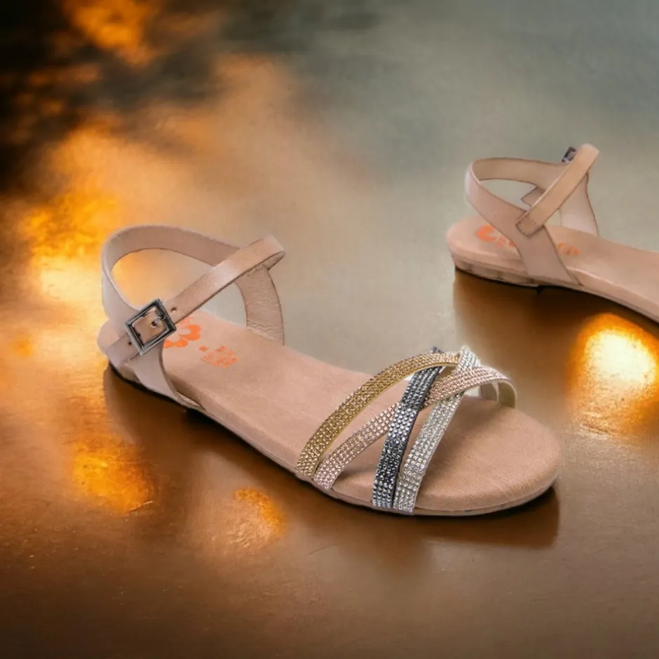 sandalia_plana__con_brill_0.webp Calzaro Sandalias | Sandalia Plana 2910 Con Brillantes Taupe Alba.