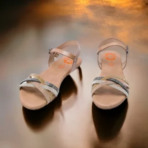 Calzaro Sandalias | Sandalia Plana 2910 Con Brillantes Taupe Alba.