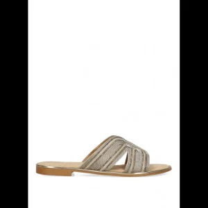 Calzaro Sandalias | Sandalia Plana 10027 Etika Punta Blanca Plomo .