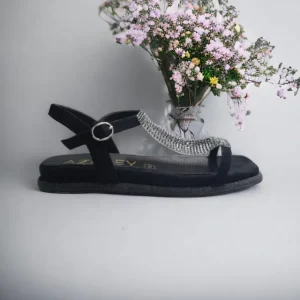 Calzaro Sandalias | Sandalia Plana Adorno Metalizado 501 Negro.