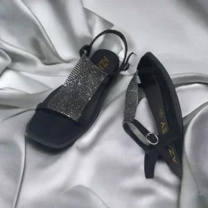 Calzaro Sandalias | Sandalia Plana Adorno Metalizado 501 Negro.