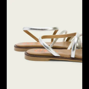 Calzaro Sandalias | Sandalia Plana con Brillantes 3010 Piel Plata Cara.