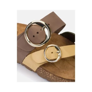 Calzaro Sandalias Bios | Sandalia Plana Jerba 122 Amarillo, Verde-Oliva y Marrón.