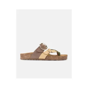 Calzaro Sandalias Bios | Sandalia Plana Jerba 122 Amarillo, Verde-Oliva y Marrón.