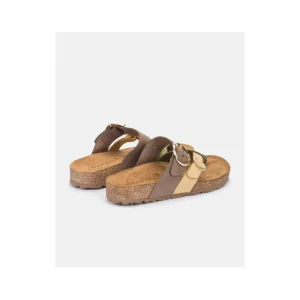 Calzaro Sandalias Bios | Sandalia Plana Jerba 122 Amarillo, Verde-Oliva y Marrón.