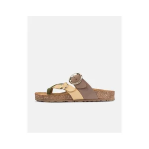Calzaro Sandalias Bios | Sandalia Plana Jerba 122 Amarillo, Verde-Oliva y Marrón.