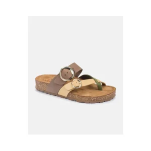 Calzaro Sandalias Bios | Sandalia Plana Jerba 122 Amarillo, Verde-Oliva y Marrón.