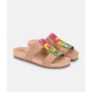 Calzaro Sandalias Bios | Sandalia Plana Jerba 124 Multi Fucsia, Mostaza, Verde.