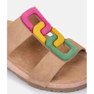 Calzaro Sandalias Bios | Sandalia Plana Jerba 124 Multi Fucsia, Mostaza, Verde.