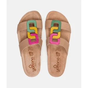 Calzaro Sandalias Bios | Sandalia Plana Jerba 124 Multi Fucsia, Mostaza, Verde.