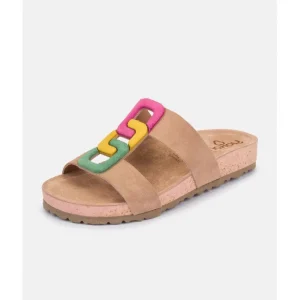 Calzaro Sandalias Bios | Sandalia Plana Jerba 124 Multi Fucsia, Mostaza, Verde.