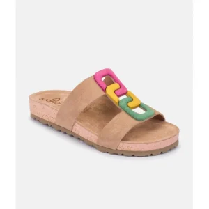 Calzaro Sandalias Bios | Sandalia Plana Jerba 124 Multi Fucsia, Mostaza, Verde.