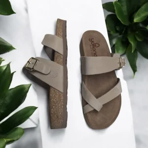 Calzaro Sandalias Bios | Sandalias Bios | Sandalia Plana Jerba 091 Nobuck Arena Beige