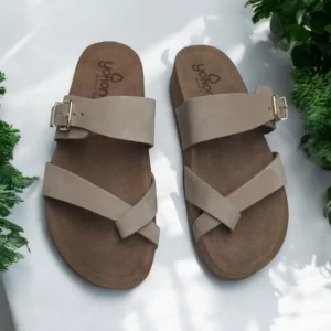 Calzaro Sandalias Bios | Sandalias Bios | Sandalia Plana Jerba 091 Nobuck Arena Beige
