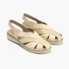 Calzaro Sandalias | Sandalia Plana Mujer 5583 Punta Cerrada Crema Beige.