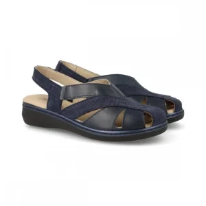 Calzaro Sandalias | Sandalia Plana Mujer 5583 Punta Cerrada Azul.