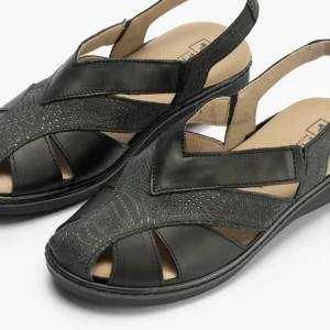 Calzaro Sandalias | Sandalia Plana Mujer 5583 Punta Cerrada Negro.