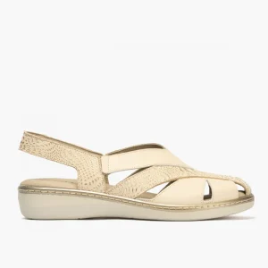 Calzaro Sandalias | Sandalia Plana Mujer 5583 Punta Cerrada Crema Beige.
