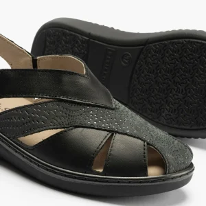 Calzaro Sandalias | Sandalia Plana Mujer 5583 Punta Cerrada Negro.