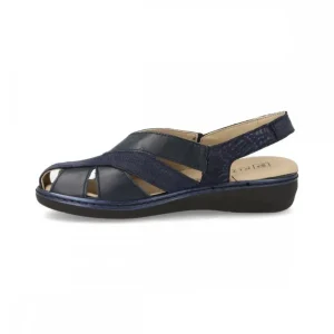 Calzaro Sandalias | Sandalia Plana Mujer 5583 Punta Cerrada Azul.