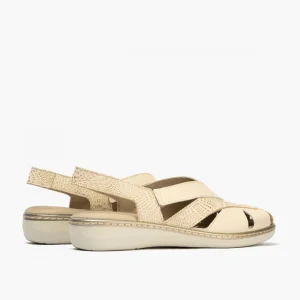 Calzaro Sandalias | Sandalia Plana Mujer 5583 Punta Cerrada Crema Beige.