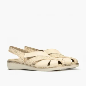 Calzaro Sandalias | Sandalia Plana Mujer 5583 Punta Cerrada Crema Beige.
