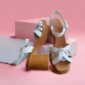 Calzaro Sandalias | Sandalia Tacón Ancho Alto 2868 Blanco