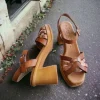 Calzaro Sandalias | Sandalia Tacón Ancho Alto 2868 Cuero