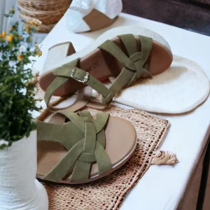 Calzaro Sandalias | Sandalia Tacón Ancho y Plataforma 32403 Kaki Verde Militar