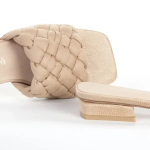 Calzaro Zuecos | Zapatos De Tac贸n | Sandalia Tacón Bajo Pala Acolchada Taupe 164
