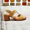 Calzaro Sandalias | Sandalia Tacón Medio 68538 Mostaza