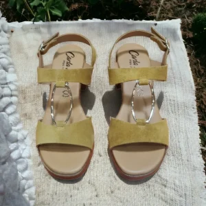 Calzaro Sandalias | Sandalia Tacón Medio 68538 Mostaza