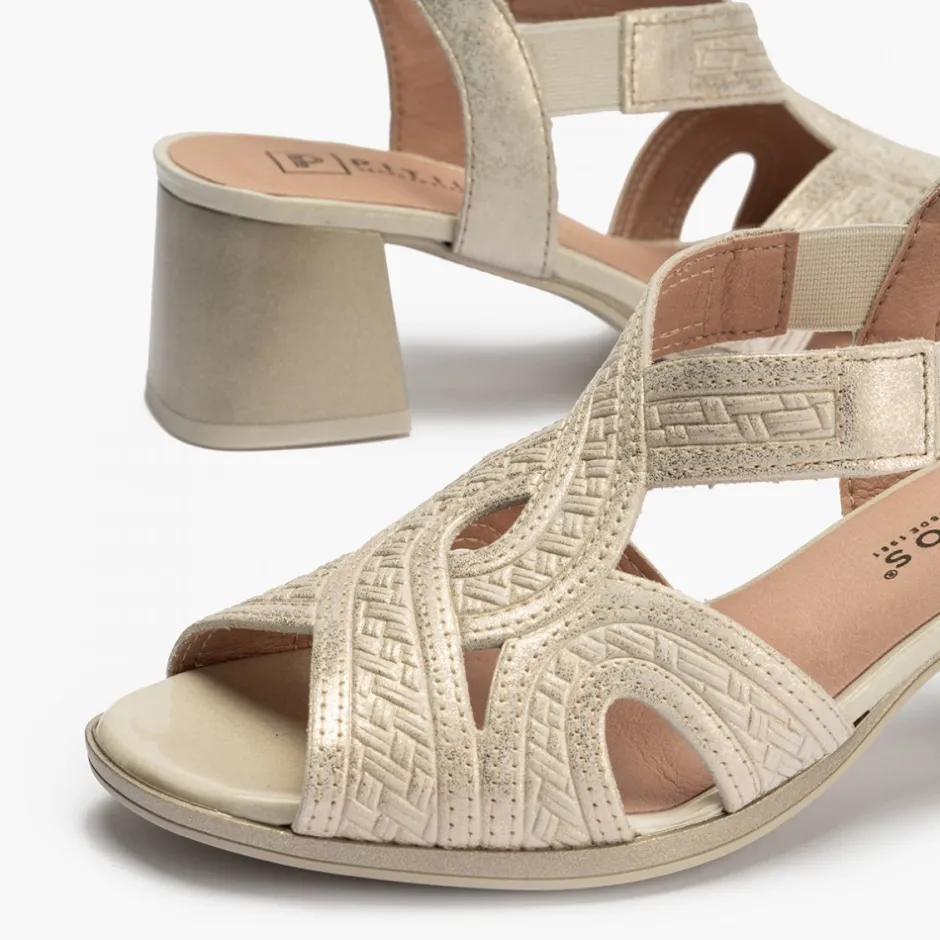 sandalia_tacn_mujer__piel_0.webp Calzaro Sandalias | Sandalia Tacón Mujer 5690 Piel Fantasia Dorado.