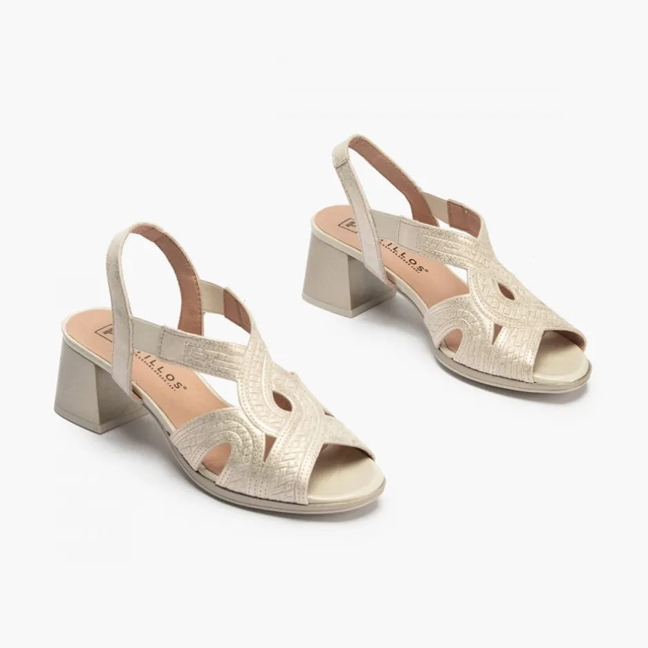 sandalia_tacn_mujer__piel_3.webp Calzaro Sandalias | Sandalia Tacón Mujer 5690 Piel Fantasia Dorado.