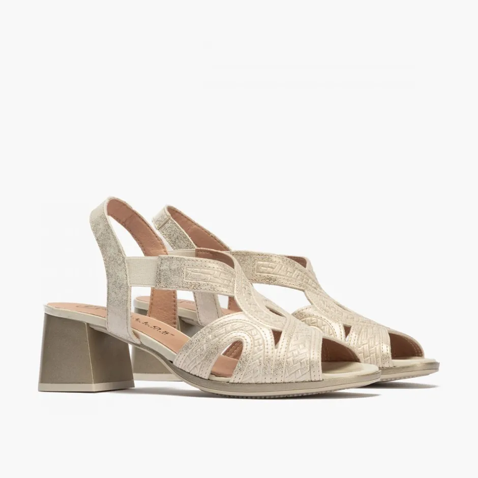 sandalia_tacn_mujer__piel_4.webp Calzaro Sandalias | Sandalia Tacón Mujer 5690 Piel Fantasia Dorado.