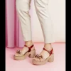 Calzaro Sandalias | Sandalia Tacón Piel 3063 y Textil Cuero Jillian.