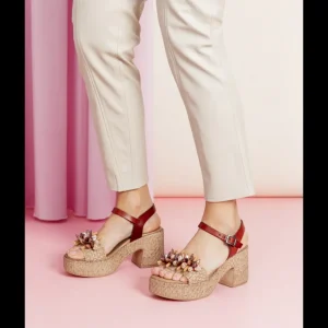 Calzaro Sandalias | Sandalia Tacón Piel 3063 y Textil Cuero Jillian.