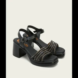 Calzaro Sandalias | Sandalia Tacón Piel 3055 y Textil Negro Ilka .