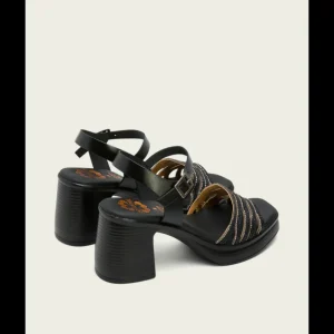 Calzaro Sandalias | Sandalia Tacón Piel 3055 y Textil Negro Ilka .