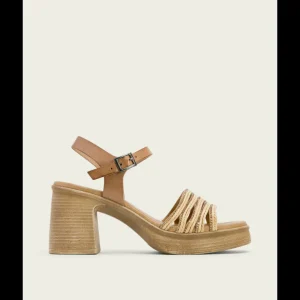Calzaro Sandalias | Sandalia Tacón Piel 3055 y Textil Taupe Natural Ilka .