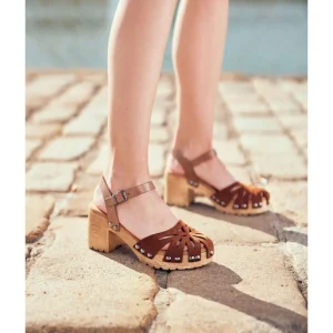 Calzaro Zuecos | Sandalias | Sandalia Tacón Serraje Taupe Cuero Giulia 2879.