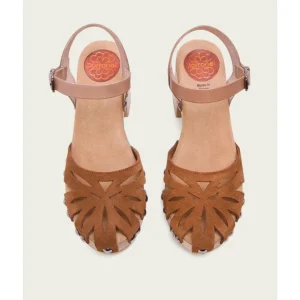 Calzaro Zuecos | Sandalias | Sandalia Tacón Serraje Taupe Cuero Giulia 2879.