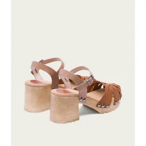 Calzaro Zuecos | Sandalias | Sandalia Tacón Serraje Taupe Cuero Giulia 2879.