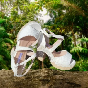 Calzaro Alpargatas | Sandalia Tacón Yute Paris Blanco.