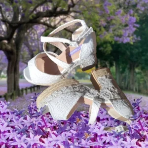 Calzaro Alpargatas | Sandalia Tacón Yute Paris Blanco.